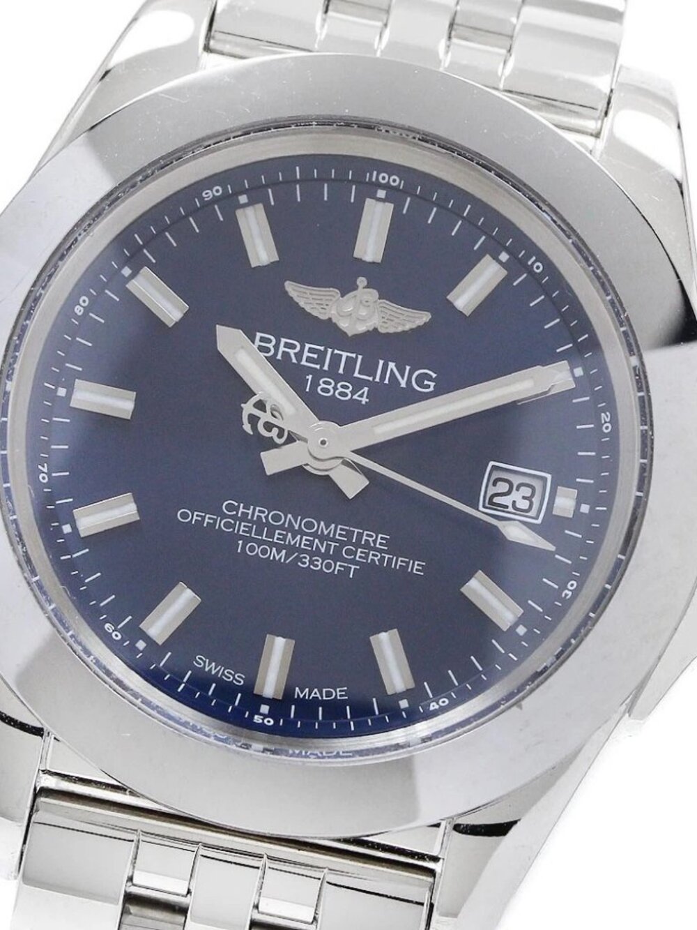 BREITLING Galactic W71330 Date Navy Dial Quartz Ladies Watch